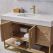 Alistair 48 in. Furniture Style Vanity in North American Oak with White Grain Stone Countertop, Undermount Sink, and Brushed Gold Bracket Support
