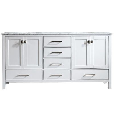 Gela 72 in. Furniture Style Vanity in White with Carrara White Marble Top and Undermount Sink