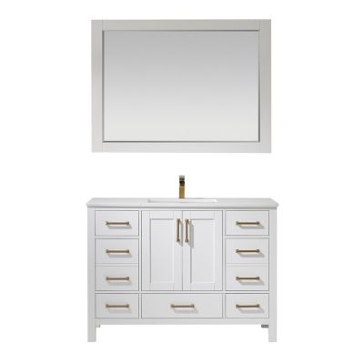 Shannon 48 in. Furniture Style Vanity in White with Carrara White Quartz Top and Undermount Sink