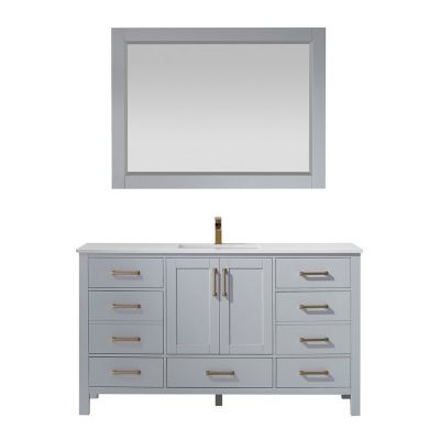 Shannon 60 in. Furniture Style Vanity in Paris Grey with Carrara White Quartz Top and Undermount Sink