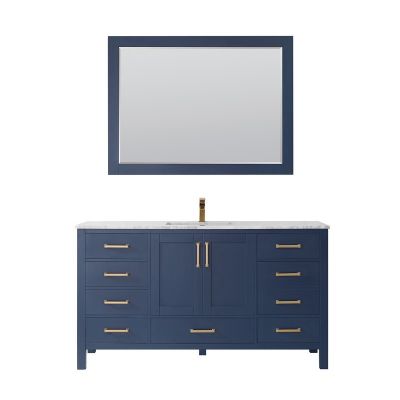 Shannon 60 in. Furniture Style Vanity in Royal Blue with Carrara White Quartz Top and Undermount Sink