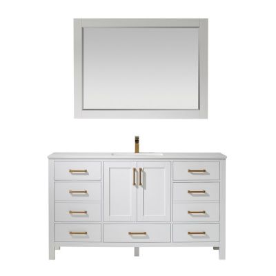 Shannon 60 in. Furniture Style Vanity in White with Carrara White Quartz Top and Undermount Sink