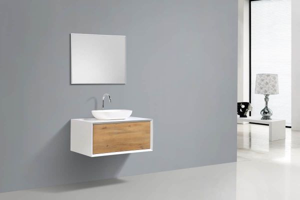 Fiona 36 in. Vanity in White Oak with Solid Surface Vanity Top in White with White Basin