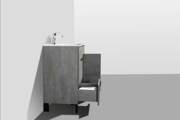 Gill 28 in. Vanity in Cement Grey with Acrylic Vanity Top in White with White Basin