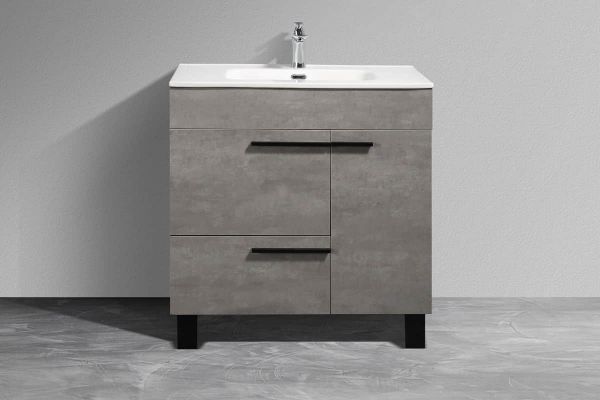 Gill 36 in. Vanity in Cement Grey with Acrylic Vanity Top in White with White Basin
