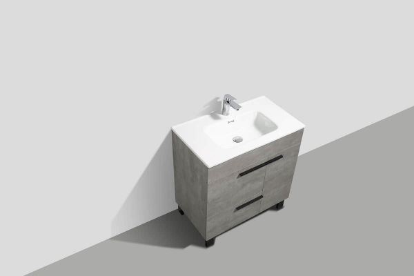 Gill 36 in. Vanity in Cement Grey with Acrylic Vanity Top in White with White Basin