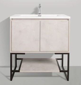 Allen 30 in. Vanity in Cement Grey with Acrylic Vanity Top in High Gloss White with Single Basin