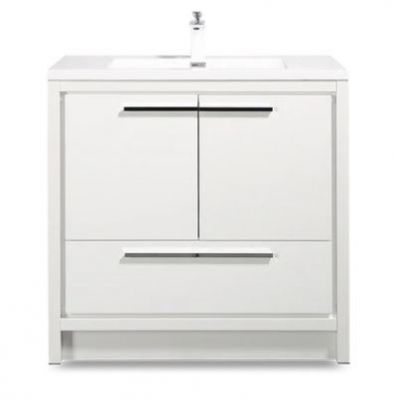 Allier 30 in. Vanity in High Gloss White with Acrylic Vanity Top in High Gloss White with High Gloss White Basin