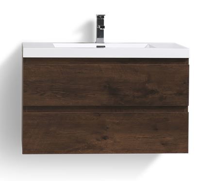 Angela 30 in. Vanity in Rosewood with Acrylic Vanity Top in High Gloss White with High Gloss White Basin