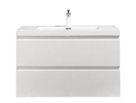 Angela 36 in. Vanity in High Gloss White with Acrylic Vanity Top in High Gloss White with High Gloss White Basin