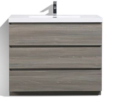Edison 36 in. Vanity in Maple Grey with High Gloss White Acrylic Single Basin Top