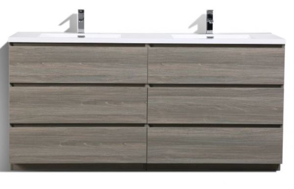 Edison 60 in. Vanity in Maple Grey with High Gloss White Acrylic Single Basin Top