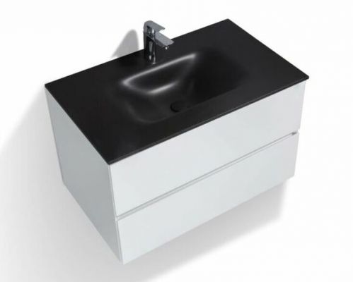 Emily 26 in. Vanity in Matte White with Reinforced Acrylic Composite Sink Basin in Black