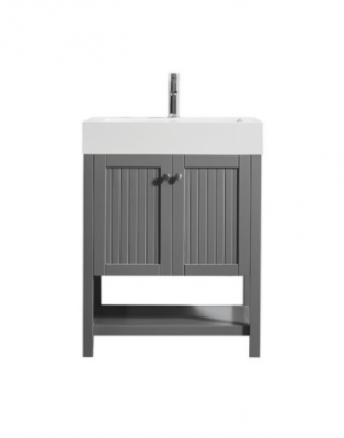 Pavia 28 in. Furniture Style Vanity in Grey with Acrylic Trough Sink in White