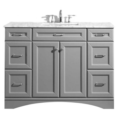 Naple 48 in. Furniture Style Vanity in Grey with Carrara White Marble Top and Undermount Sink