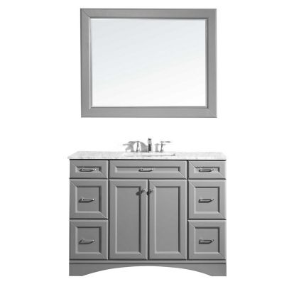 Naple 48 in. Furniture Style Vanity in Grey with Carrara White Marble Top and Undermount Sink