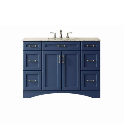 Naple 48 in. Furniture Style Vanity in Royal Blue with Carrara White Marble Top and Undermount Sink