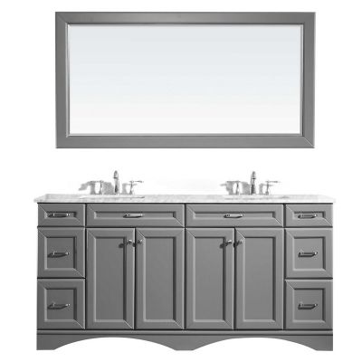 Naple 72 in. Furniture Style Vanity in Grey with Carrara White Marble Top and Undermount Sink