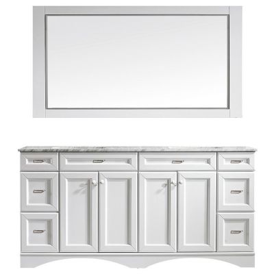 Naple 72 in. Furniture Style Vanity in White with Carrara White Marble Top and Undermount Sink