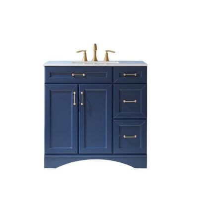 Naple 36 in. Furniture Style Vanity in Royal Blue with Carrara White Marble Top and Undermount Sink