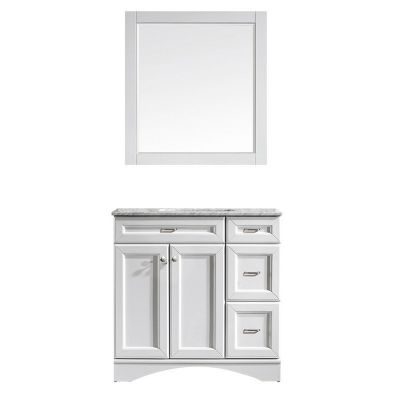 Naple 36 in. Furniture Style Vanity in White with Carrara White Marble Top and Undermount Sink