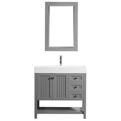 Pavia 36 in. Furniture Style Vanity in Grey with Acrylic Trough Sink in White