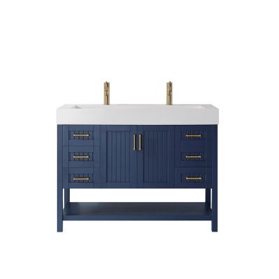 Pavia 48 in. Furniture Style Vanity in Royal Blue with Acrylic Trough Sink in White